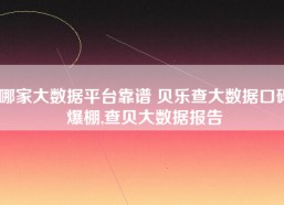 哪家大数据平台靠谱 贝乐查大数据口碑爆棚,查贝大数据报告