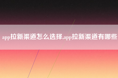 app拉新渠道怎么选择,app拉新渠道有哪些