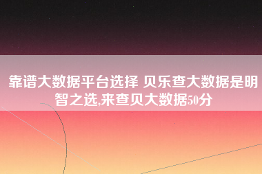 靠谱大数据平台选择 贝乐查大数据是明智之选,来查贝大数据50分
