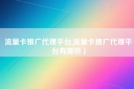 流量卡推广代理平台,流量卡推广代理平台有哪些）