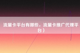 流量卡平台有哪些，流量卡推广代理平台）