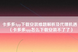 卡多多App下载安装难题解析及代理机遇（卡多多app怎么下载安装不了了）