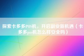 探索卡多多POS机，开启副业新机遇（卡多多pos机怎么样安全吗）