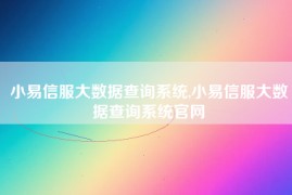 小易信服大数据查询系统,小易信服大数据查询系统官网