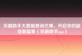 贝融助手大数据查询代理，开启你的副业新篇章（贝融助手app）