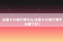 流量卡分销代理平台,流量卡分销代理平台哪个好）