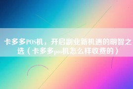卡多多POS机，开启副业新机遇的明智之选（卡多多pos机怎么样收费的）