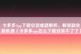 卡多多App下载安装难题解析，解锁副业新机遇（卡多多app怎么下载安装不了了）