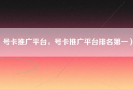 号卡推广平台，号卡推广平台排名第一）