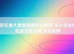贝乐查大数据靠谱平台推荐 中小企业的优选合作伙伴,贝乐官网