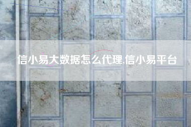信小易大数据怎么代理,信小易平台