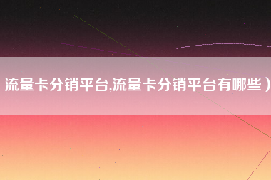 流量卡分销平台,流量卡分销平台有哪些）