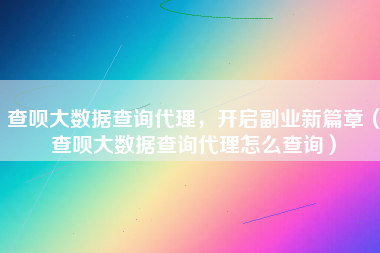 查呗大数据查询代理，开启副业新篇章（查呗大数据查询代理怎么查询）