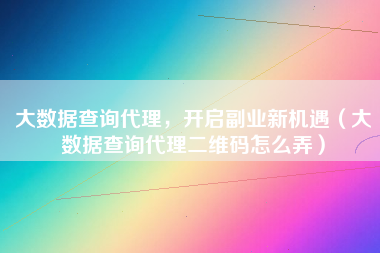 大数据查询代理，开启副业新机遇（大数据查询代理二维码怎么弄）