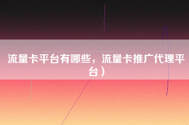 流量卡平台有哪些，流量卡推广代理平台）