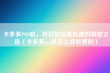 卡多多POS机，开启副业新机遇的明智之选（卡多多pos机怎么样收费的）
