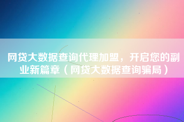 网贷大数据查询代理加盟，开启您的副业新篇章（网贷大数据查询骗局）