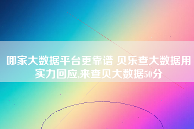 哪家大数据平台更靠谱 贝乐查大数据用实力回应,来查贝大数据50分 哪家大数据平台更靠谱 贝乐查大数据用实力回应,来查贝大数据50分
